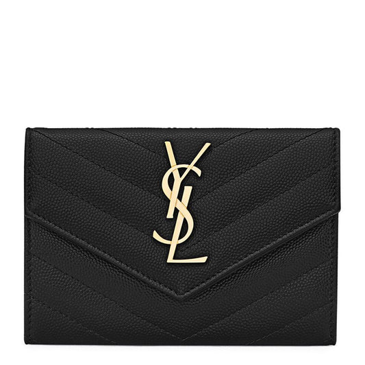(YSL)Saint Laurent Cassandra Small Black envelope wallet